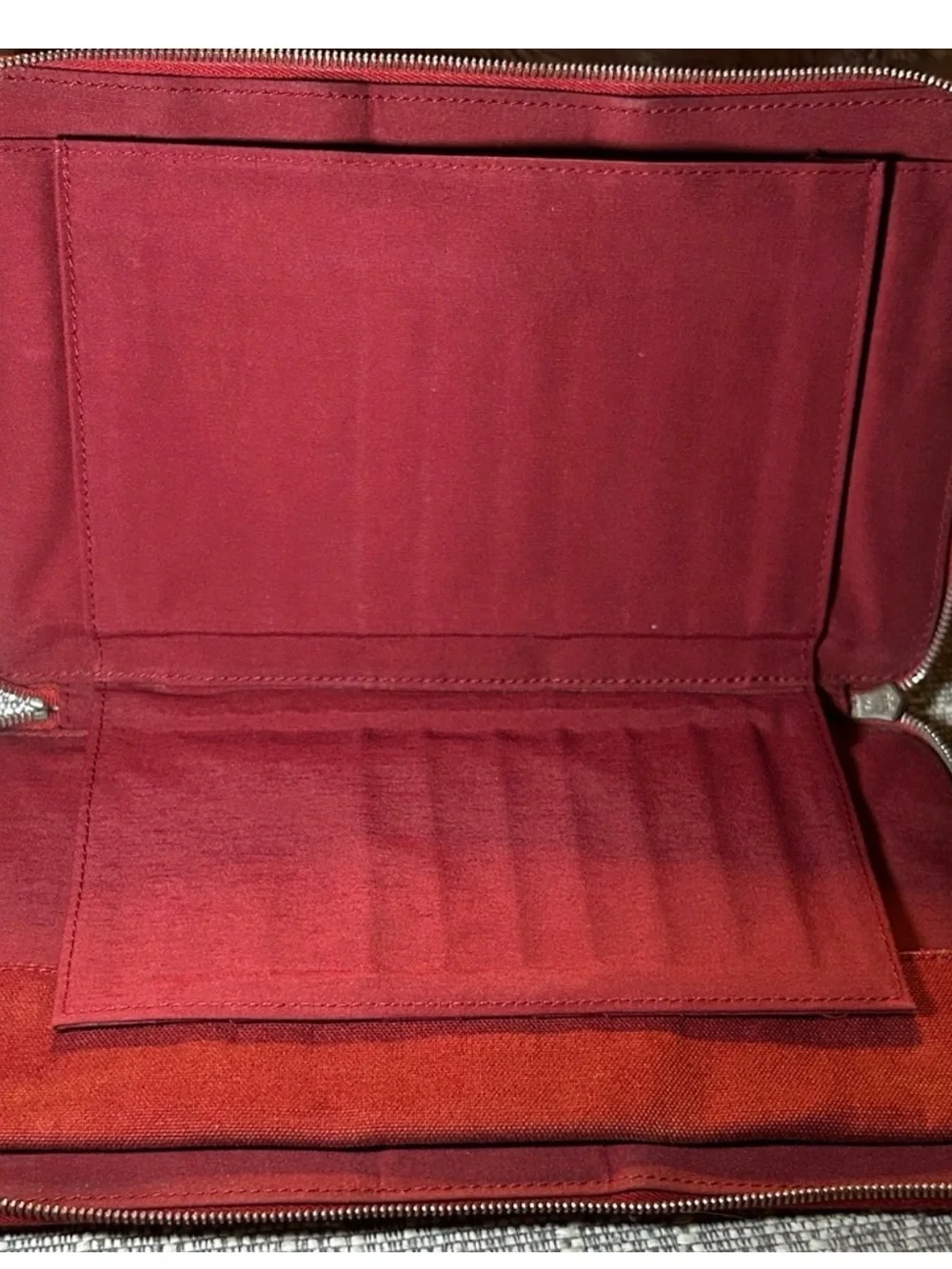 178. Hermès Fourre-Tout GM travel wallet in a red canvas with COA